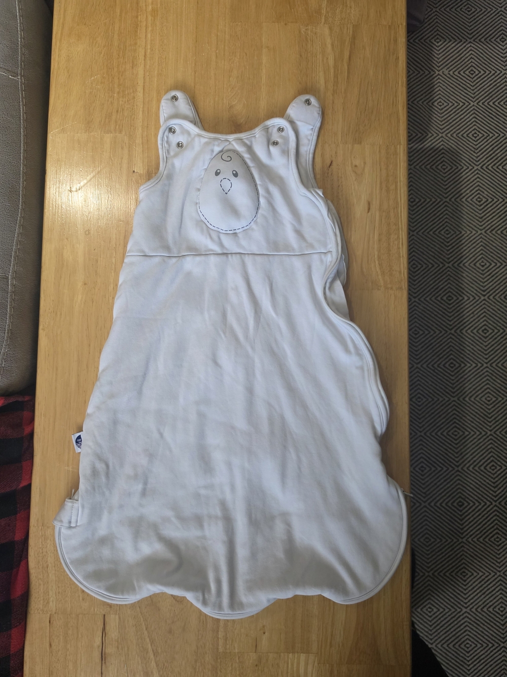 Nested Bean Weighted White Sleep Sack with Chick Appliqué